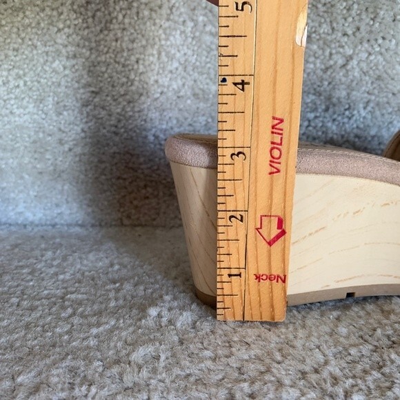 Splendid Tan Nubuck Suede Wedge Platform Mule Sandals Size 8.5M - Picture 8 of 9